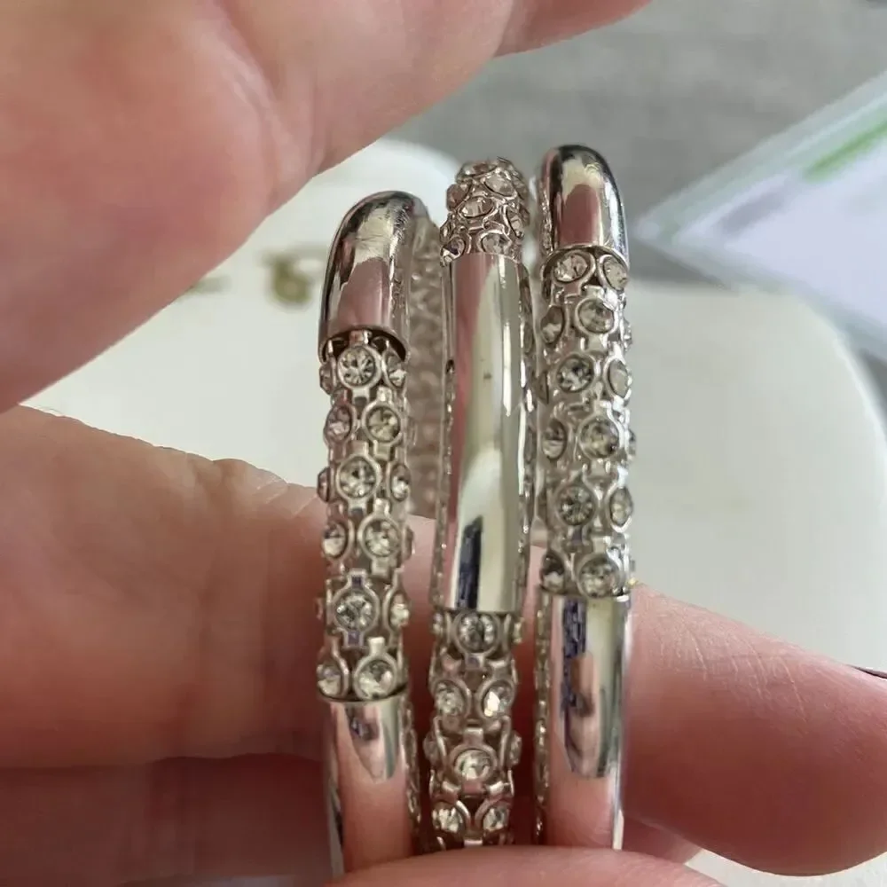 Napier NWOT 3 lawyered Silver color & Rhinestone stones